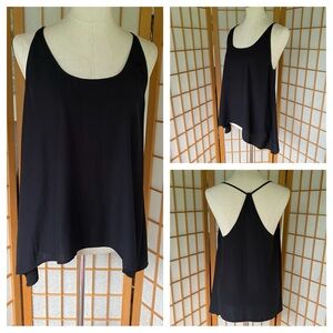 Valette Black Sleeveless T Back Flowy Top SZ M